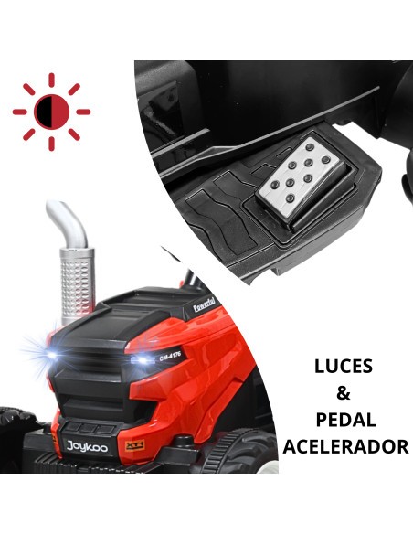Montable Electrico para Niños Tractor de Granja con Batería 12v Control Remoto Luz y Sonido Bluetooth Joykoo - 1 2