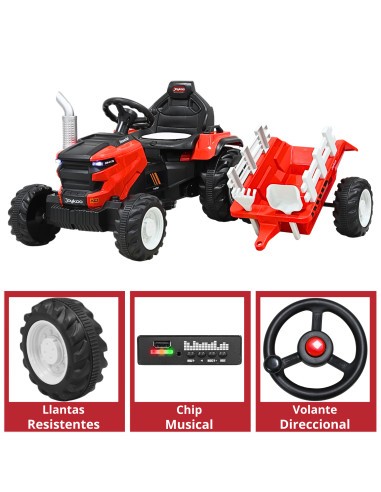 Montable Electrico para Niños Tractor de Granja con Batería 12v Control Remoto Luz y Sonido Bluetooth | Joykoo Tienda Oficial