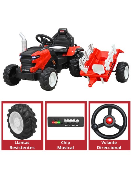 Montable Electrico para Niños Tractor de Granja con Batería 12v Control Remoto Luz y Sonido Bluetooth | Joykoo Tienda Oficial