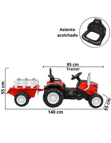 Montable Electrico para Niños Tractor de Granja con Batería 12v Control Remoto Luz y Sonido Bluetooth | Joykoo Tienda Oficial