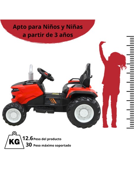 Montable Electrico para Niños Tractor de Granja con Batería 12v Control Remoto Luz y Sonido Bluetooth | Joykoo Tienda Oficial