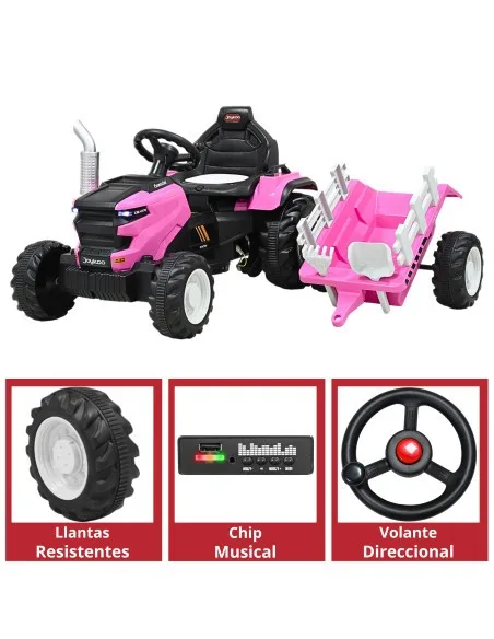 Montable Electrico para Niños Tractor de Granja con Batería 12v Control Remoto Luz y Sonido Bluetooth | Joykoo Tienda Oficial