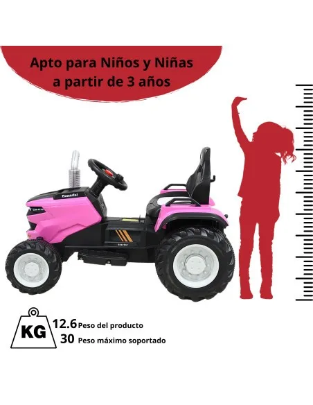 Montable Electrico para Niños Tractor de Granja con Batería 12v Control Remoto Luz y Sonido Bluetooth | Joykoo Tienda Oficial