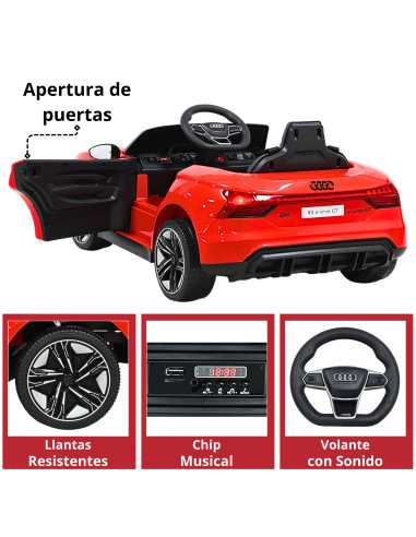 Montable Eléctrico para Niños con Control Remoto Audi e-tron GT Luces Música Batería 12v Apto a partir de 3 años | Joykoo Tienda Oficial