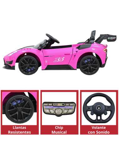 Montable Eléctrico para Niños con Control Remoto Maserati GT2 Bluetooth Cinturón Batería 12v Soporta hasta 30 kg | Joykoo Tienda Oficial