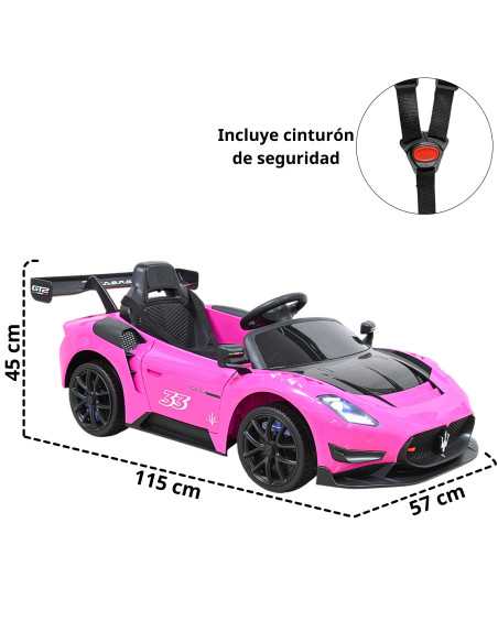 Montable Eléctrico para Niños con Control Remoto Maserati GT2 Bluetooth Cinturón Batería 12v Soporta hasta 30 kg | Joykoo Tienda Oficial