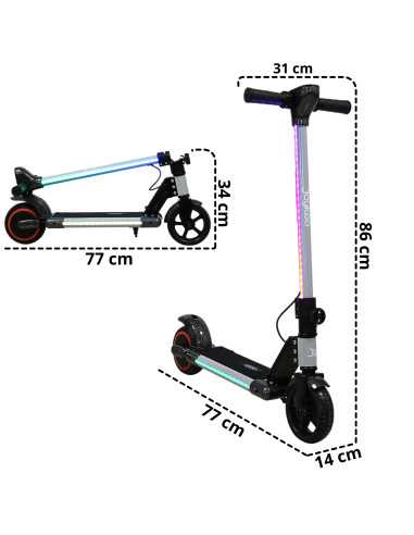 Scooter Eléctrico para Niños Luces LED Plegable Batería de Litio 24V Apto a partir de 125 cm Soporta hasta 60 kg | Joykoo Tienda Oficial