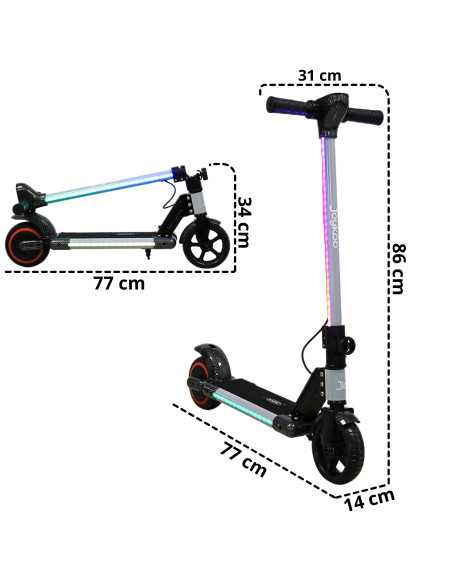 Scooter Eléctrico para Niños Luces LED Plegable Batería de Litio 24V Apto a partir de 125 cm Soporta hasta 60 kg | Joykoo Tienda Oficial