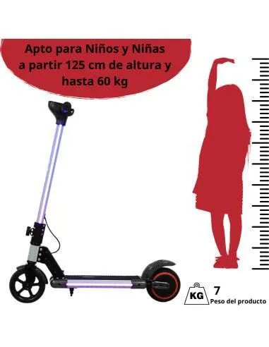 Scooter Eléctrico para Niños Luces LED Plegable Batería de Litio 24V Apto a partir de 125 cm Soporta hasta 60 kg | Joykoo Tienda Oficial