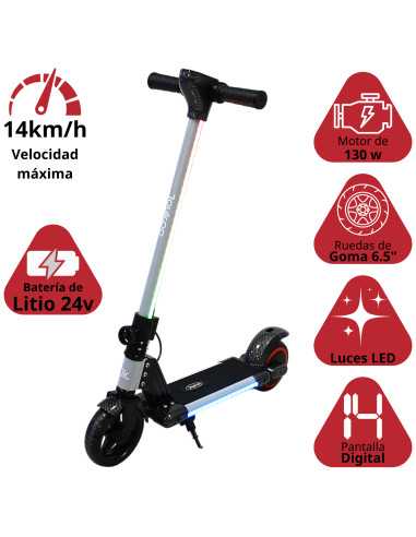 Scooter Eléctrico para Niños Luces LED Plegable Batería de Litio 24V Apto a partir de 125 cm Soporta hasta 60 kg | Joykoo Tienda Oficial