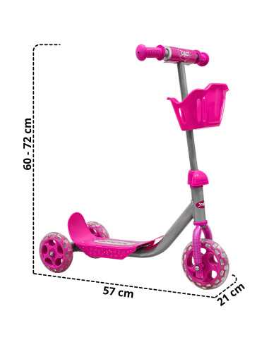 Scooter para Niños con Canastilla Tres Ruedas de Goma Manubrio Ajustable de 60 a 72 cm Soporta hasta 25 kg | Joykoo Tienda Oficial