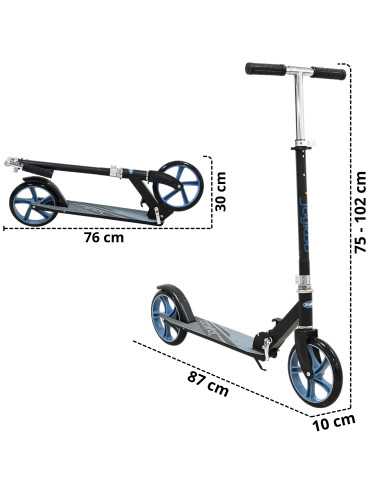 Scooter para Niños Altura Ajustable Ruedas de Goma Freno Trasero Plegable con Correa Apto a partir de 115 cm Soporta hasta 50 kg | Joykoo Tienda Oficial