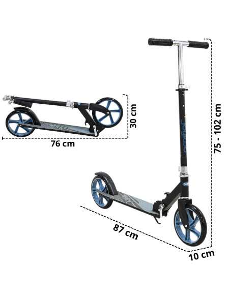 Scooter para Niños Altura Ajustable Ruedas de Goma Freno Trasero Plegable con Correa Apto a partir de 115 cm Soporta hasta 50 kg | Joykoo Tienda Oficial