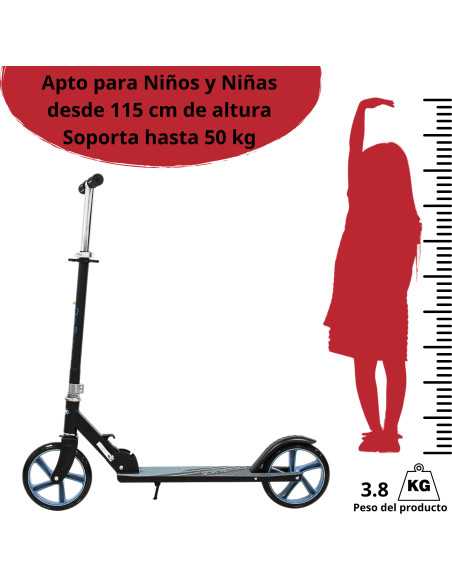 Scooter para Niños Altura Ajustable Ruedas de Goma Freno Trasero Plegable con Correa Apto a partir de 115 cm Soporta hasta 50 kg | Joykoo Tienda Oficial
