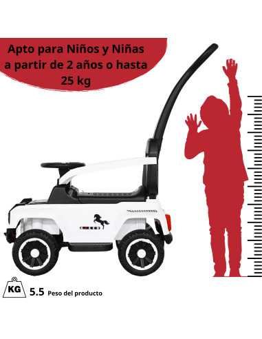 Montable Eléctrico para Niños Híbrido con Bastón y Pedal Acelerador Luces Batería 6v Apto a Partir de 2 Años Soporta hasta 25 kg | Joykoo Tienda Oficial
