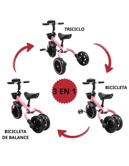 Triciclo 3 en 1 Plegable para Niños Convertible a Bicicleta y Balance Bike Luz Sonido Apto a partir de 2 Años o Hasta 25 kg | Joykoo Tienda Oficial