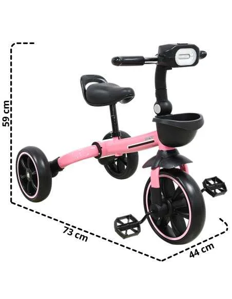 Triciclo 3 en 1 Plegable para Niños Convertible a Bicicleta y Balance Bike Luz Sonido Apto a partir de 2 Años o Hasta 25 kg | Joykoo Tienda Oficial