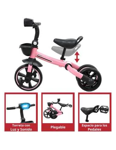 Triciclo 3 en 1 Plegable para Niños Convertible a Bicicleta y Balance Bike Luz Sonido Apto a partir de 2 Años o Hasta 25 kg | Joykoo Tienda Oficial