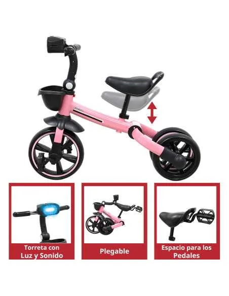 Triciclo 3 en 1 Plegable para Niños Convertible a Bicicleta y Balance Bike Luz Sonido Apto a partir de 2 Años o Hasta 25 kg | Joykoo Tienda Oficial