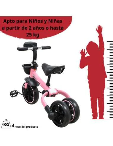 Triciclo 3 en 1 Plegable para Niños Convertible a Bicicleta y Balance Bike Luz Sonido Apto a partir de 2 Años o Hasta 25 kg | Joykoo Tienda Oficial