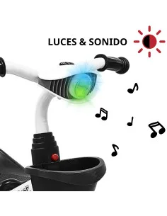 Triciclo para Niños con Bastón Torreta con Luz y Sonido Pedales Desmontables Posapiés Plegables Apto desde 2 años o hasta 25 kg  2