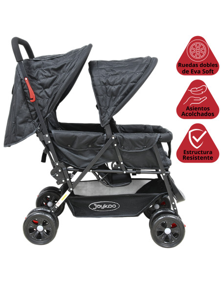 Carriola Doble para Bebés Gemelar Plegable con Asientos Reclinables Apta desde 0 Meses Soporta hasta 32 kg | Joykoo Tienda Oficial