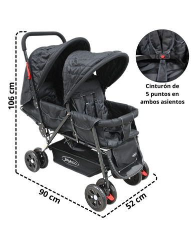 Carriola Doble para Bebés Gemelar Plegable con Asientos Reclinables Apta desde 0 Meses Soporta hasta 32 kg | Joykoo Tienda Oficial