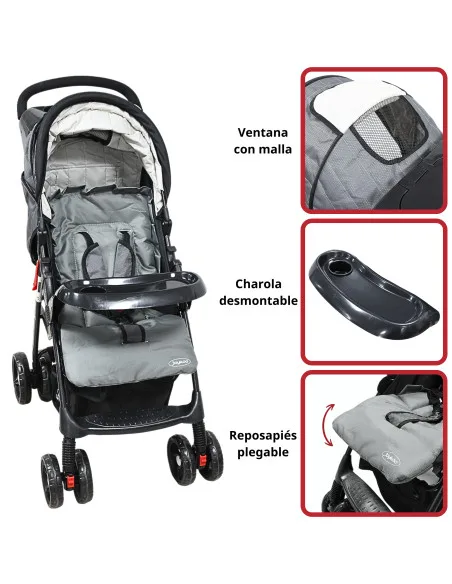 Carriola para Bebé Ligera y Plegable Asiento Reclinable Cinturón de 5 Puntos Charola Toldo Apta desde 6 Meses Hasta 18 kg | Joykoo Tienda Oficial
