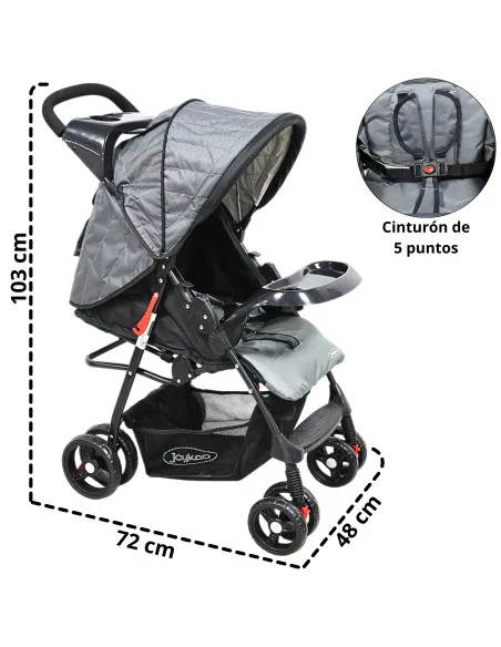 Carriola para Bebé Ligera y Plegable Asiento Reclinable Cinturón de 5 Puntos Charola Toldo Apta desde 6 Meses Hasta 18 kg | Joykoo Tienda Oficial