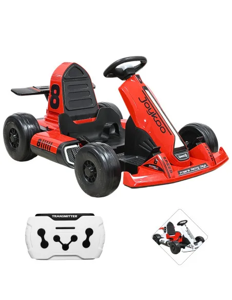 Montable Eléctrico Go Kart para Niños Largo Ajustable Control Remoto Batería Recargable 12V Luces Sonido Bluetooth Soporta 80 kg | Joykoo Tienda Oficial