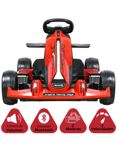 Montable Eléctrico Go Kart para Niños Largo Ajustable Control Remoto Batería Recargable 12V Luces Sonido Bluetooth Soporta 80 kg | Joykoo Tienda Oficial