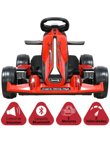 Montable Eléctrico Go Kart para Niños Largo Ajustable Control Remoto Batería Recargable 12V Luces Sonido Bluetooth Soporta 80 kg | Joykoo Tienda Oficial