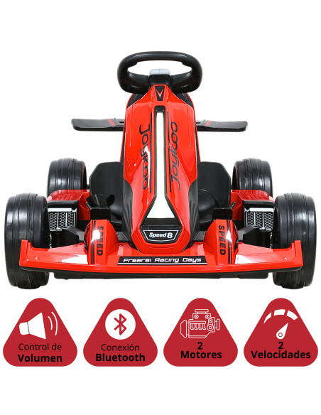 Montable Eléctrico Go Kart para Niños Largo Ajustable Control Remoto Batería Recargable 12V Luces Sonido Bluetooth Soporta 80 kg | Joykoo Tienda Oficial