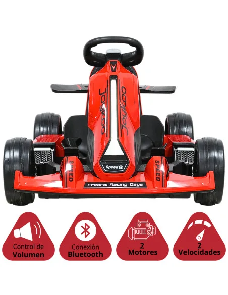 Montable Eléctrico Go Kart para Niños Largo Ajustable Control Remoto Batería Recargable 12V Luces Sonido Bluetooth Soporta 80 kg | Joykoo Tienda Oficial