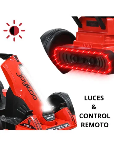 Montable Eléctrico Go Kart para Niños Largo Ajustable Control Remoto Batería Recargable 12V Luces Sonido Bluetooth Soporta 80 kg | Joykoo Tienda Oficial