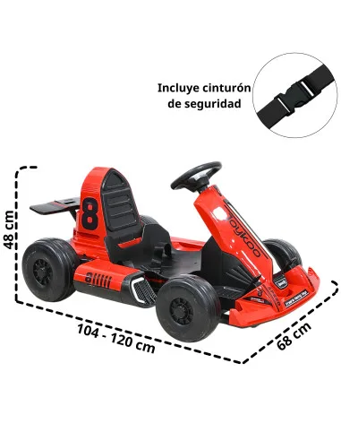 Montable Eléctrico Go Kart para Niños Largo Ajustable Control Remoto Batería Recargable 12V Luces Sonido Bluetooth Soporta 80 kg | Joykoo Tienda Oficial