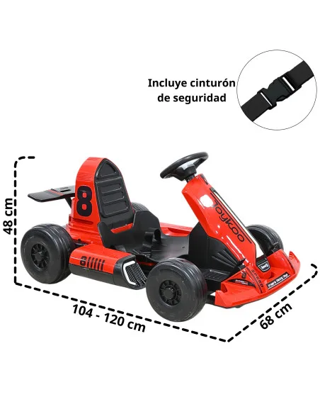 Montable Eléctrico Go Kart para Niños Largo Ajustable Control Remoto Batería Recargable 12V Luces Sonido Bluetooth Soporta 80 kg | Joykoo Tienda Oficial