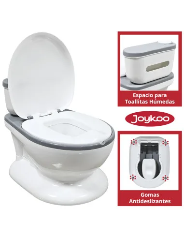 Bañito Entrenador para Niños Diseño Realista Asiento con Sistema Anti Salpicaduras Espacio para Toallitas Base Antideslizante | Joykoo Tienda Oficial