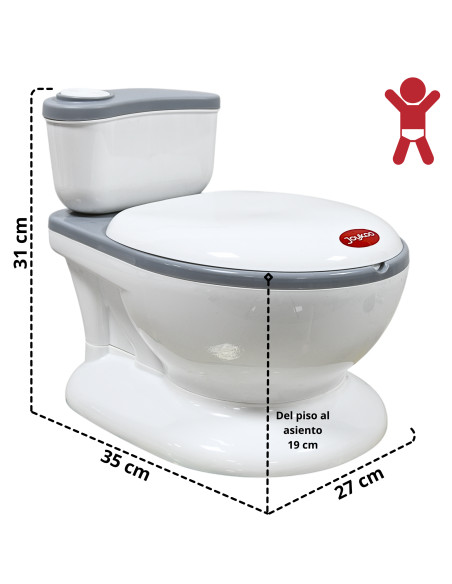 Bañito Entrenador para Niños Diseño Realista Asiento con Sistema Anti Salpicaduras Espacio para Toallitas Base Antideslizante | Joykoo Tienda Oficial