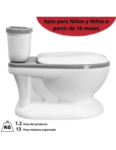 Bañito Entrenador para Niños Diseño Realista Asiento con Sistema Anti Salpicaduras Espacio para Toallitas Base Antideslizante | Joykoo Tienda Oficial