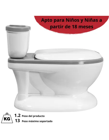 Bañito Entrenador para Niños Diseño Realista Asiento con Sistema Anti Salpicaduras Espacio para Toallitas Base Antideslizante | Joykoo Tienda Oficial