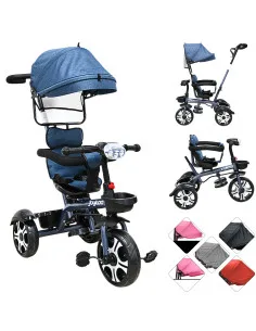 Triciclo Evolutivo para Niños Giratorio 360 con Luz y Sonido Ruedas de Eva Toldo y Bastón de Empuje Joykoo - 29