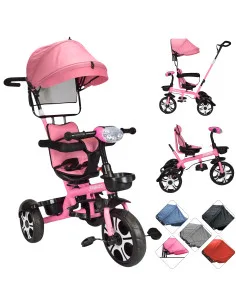 Triciclo Evolutivo para Niños Giratorio 360 con Luz y Sonido Ruedas de Eva Toldo y Bastón de Empuje Joykoo - 15
