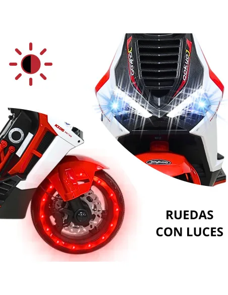Motocicleta Eléctrica Montable para Niños Luces LED Bluetooth Llantas de Equilibrio Batería 12V Diseño Sport | Joykoo Tienda Oficial