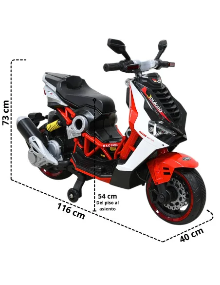Motocicleta Eléctrica Montable para Niños Luces LED Bluetooth Llantas de Equilibrio Batería 12V Diseño Sport | Joykoo Tienda Oficial