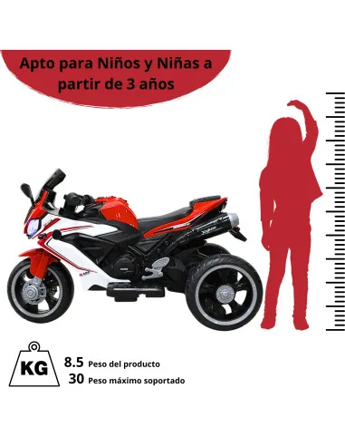 Moto Eléctrica Deportiva para Niños 3 Ruedas Bluetooth Dos Baterias 6V a partir de 3 Años | Joykoo Tienda Oficial