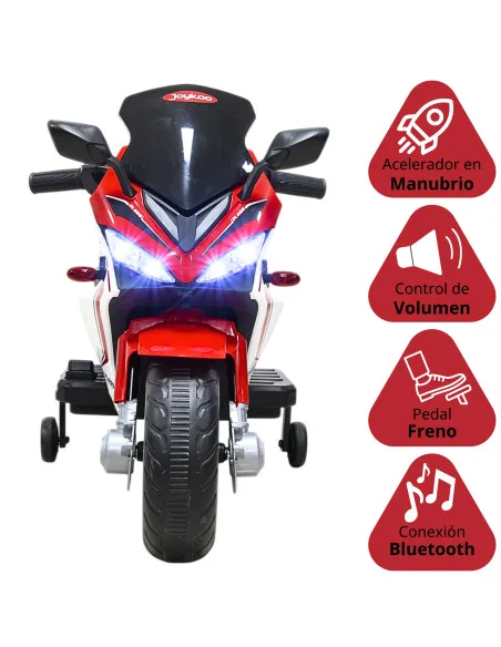 Moto Montable Eléctrica Deportiva 2 Ruedas para Niños Luz Bluetooth Dos Baterias 6V con Cargador Soporta Hasta 30kg | Joykoo Tienda Oficial