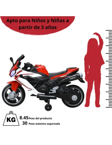 Moto Montable Eléctrica Deportiva 2 Ruedas para Niños Luz Bluetooth Dos Baterias 6V con Cargador Soporta Hasta 30kg | Joykoo Tienda Oficial