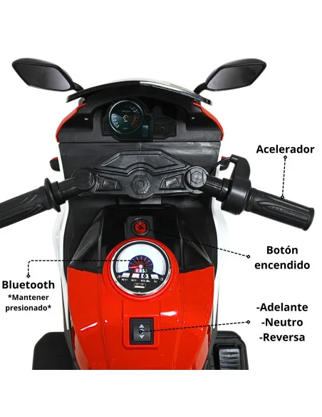 Moto Montable Eléctrica Deportiva 2 Ruedas para Niños Luz Bluetooth Dos Baterias 6V con Cargador Soporta Hasta 30kg | Joykoo Tienda Oficial
