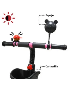 Triciclo Infantil con Toldo Protector y Bastón Dirigible Asiento Acolchado Barras de Seguridad Timbre para Niños 2 Años Joykoo - 2